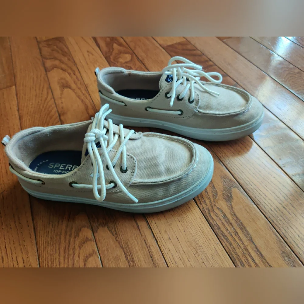 Sperry Shoes Youth 2M Sea Ketch Sneakers Beige Lace Up Comfort Low Top